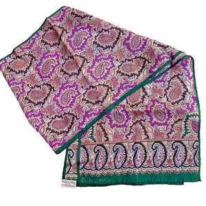 Vintage Anne Klein for VERA Long Rectangle Silk Scarf Multicolor Paisley Print